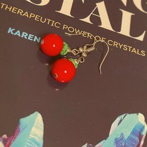 424 Red good luck good fortune money earrings